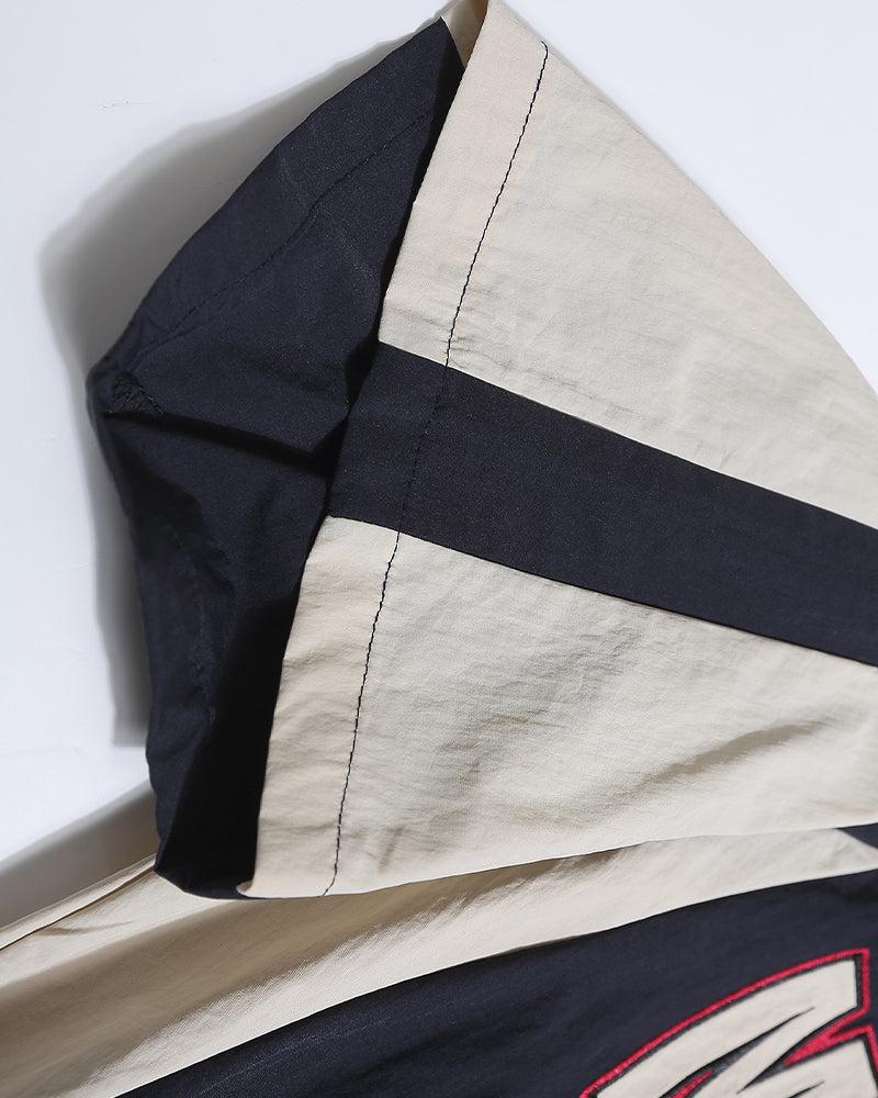 American retro patchwork sports short-sleeved jacket