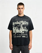 Distressed washed short-sleeved shirt