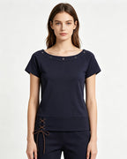 One-shoulder fitted short-sleeved top (women's)