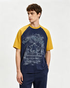 Distressed five-star short-sleeved shirt