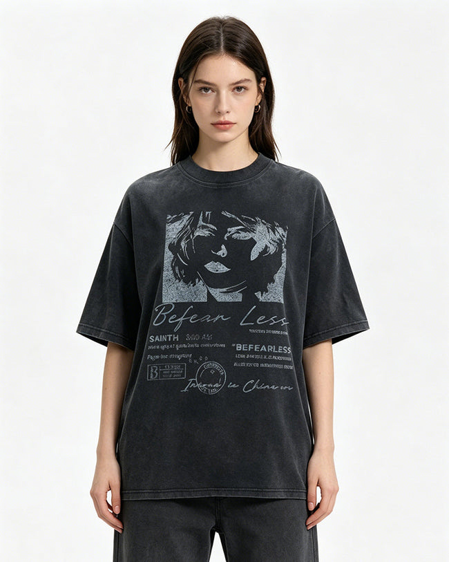 Vintage washed distressed short-sleeved shirt Hover Image