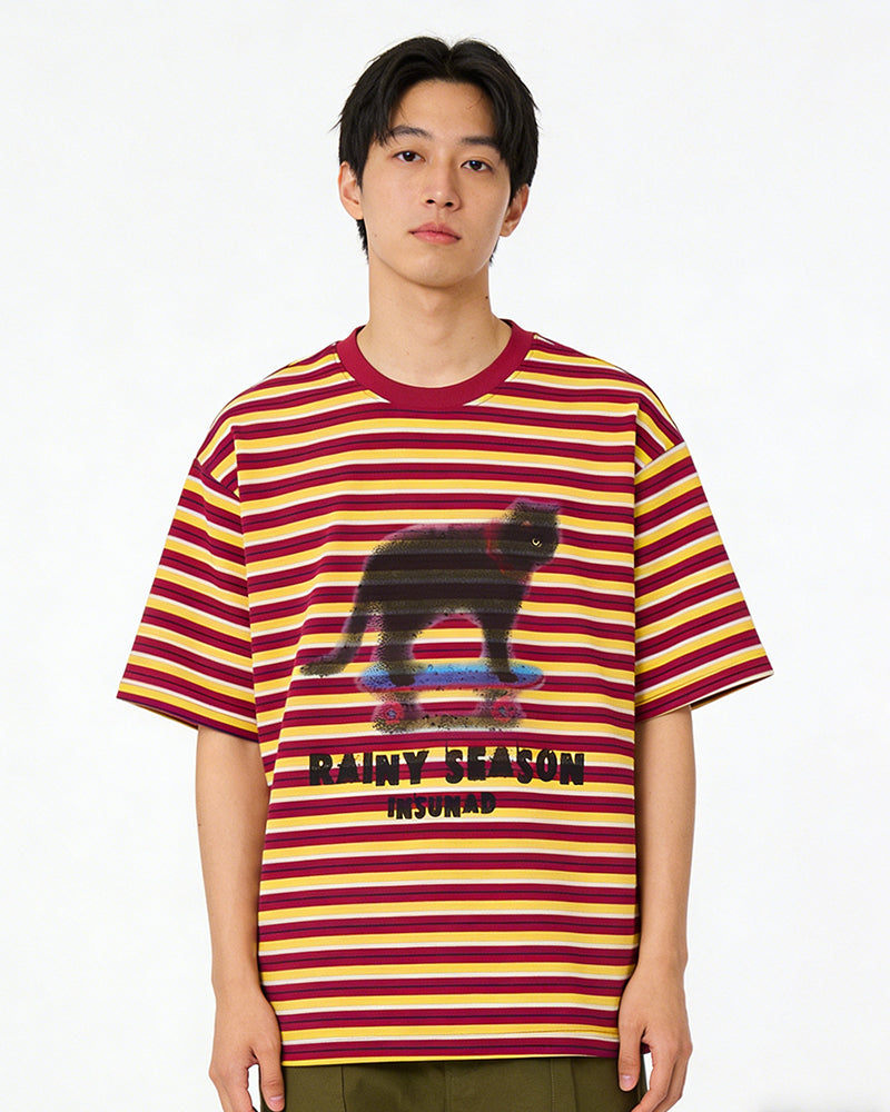 Retro contrast striped short sleeves