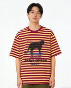 Retro contrast striped short sleeves