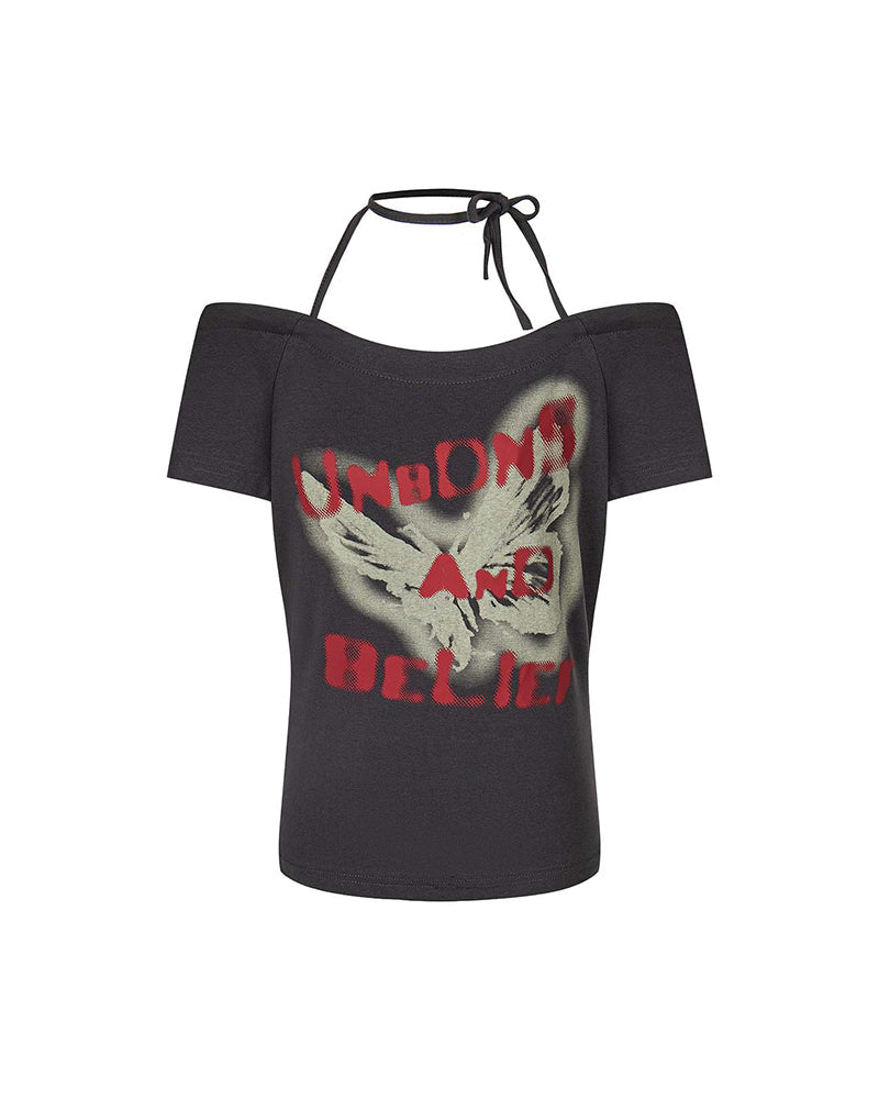 Distressed Slim-Fit Short-Sleeve Top