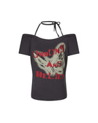 Distressed Slim-Fit Short-Sleeve Top