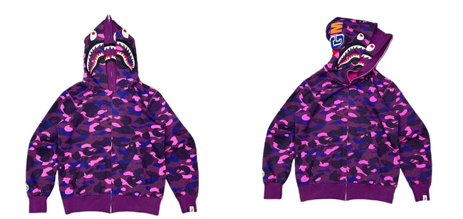 BAPE Shark Full Zip Hoodie Purple Camo Edition Hover Image