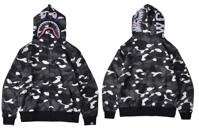 BAPE Shark Black Camo Full Zip Hoodie Hover Image