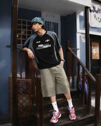 Retro stitching contrast color loose short sleeves