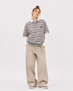 Retro-style faux two-piece polo long-sleeved shirt