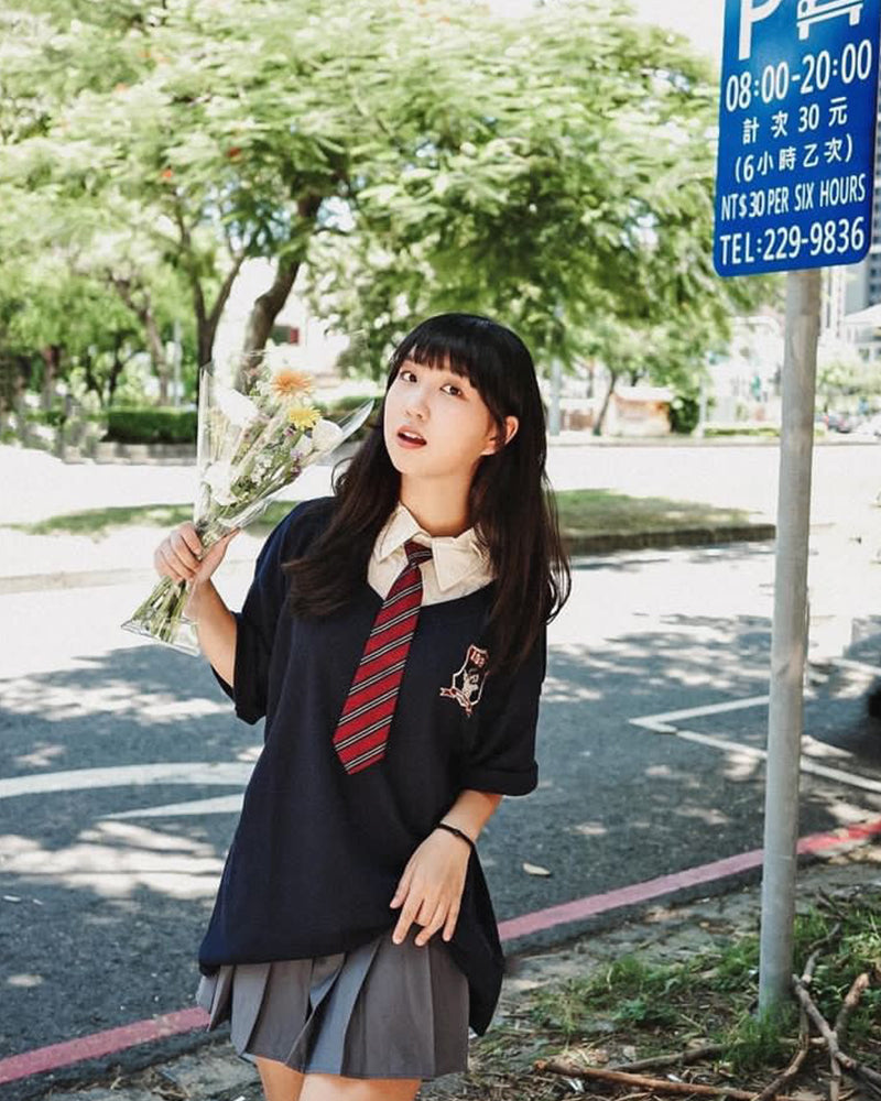 Retro stitching polo collar short sleeves