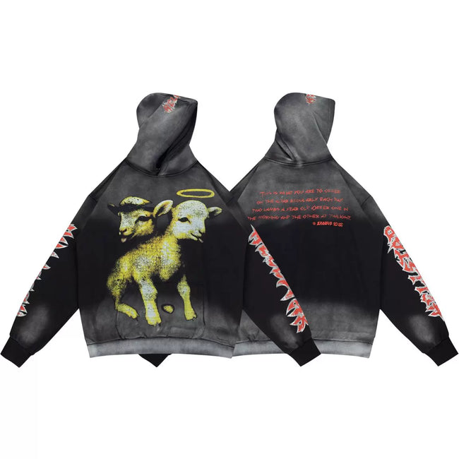 HELLSTAR Vintage Lamb Print Hoodie Hover Image