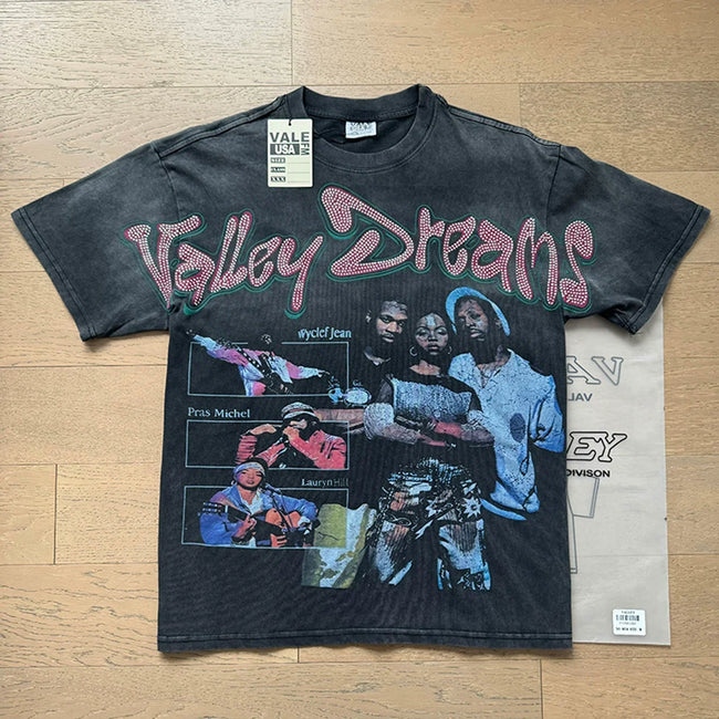 VALEFOREVER Black Washed Valley Dreams Hip Hop Group Portrait Vintage T-Shirt Hover Image
