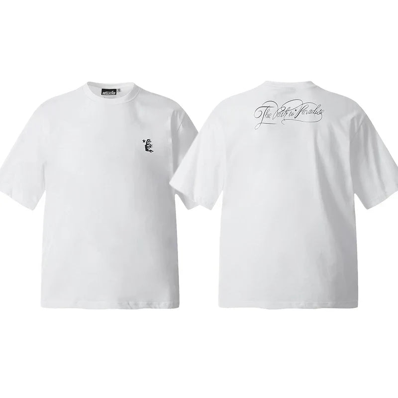 Hellstar White Minimal Script Back Print Tee