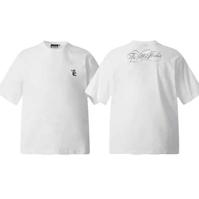 Hellstar White Minimal Script Back Print Tee Hover Image