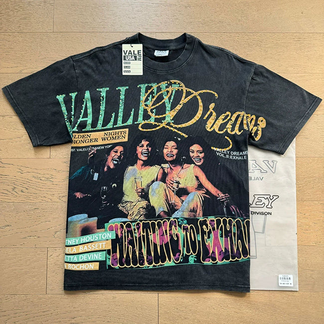 VALEFOREVER Black Washed Valley Dreams Divas Retro Portrait Vintage T-Shirt Hover Image