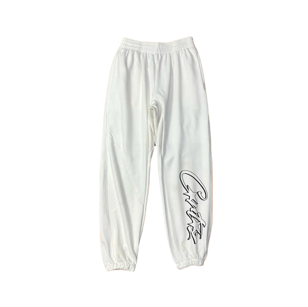 White Script Logo Sweatpants – Oversized Streetwear Joggers