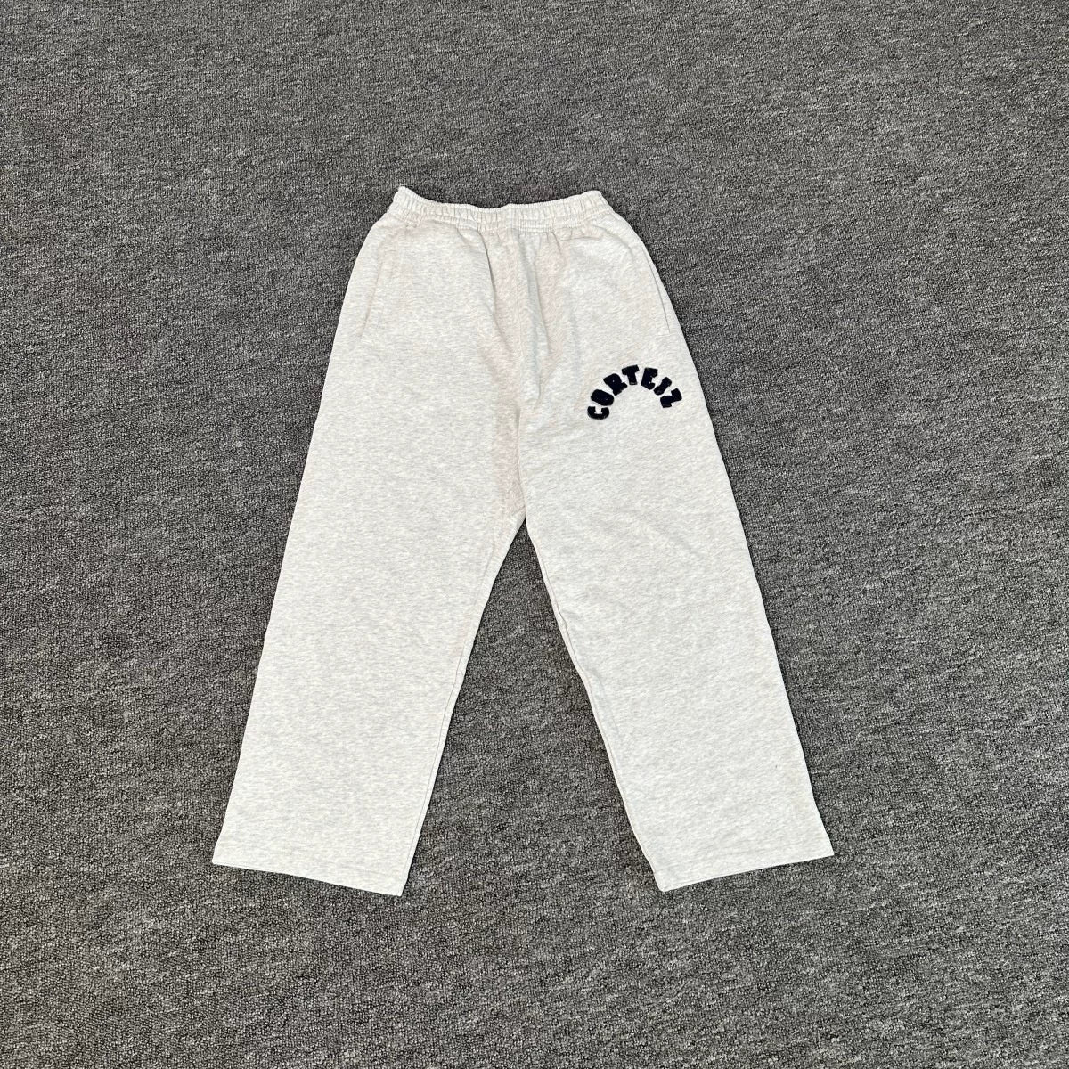 White Minimalist Straight-Leg Sweatpants | Casual Streetwear Pants with Logo Detail