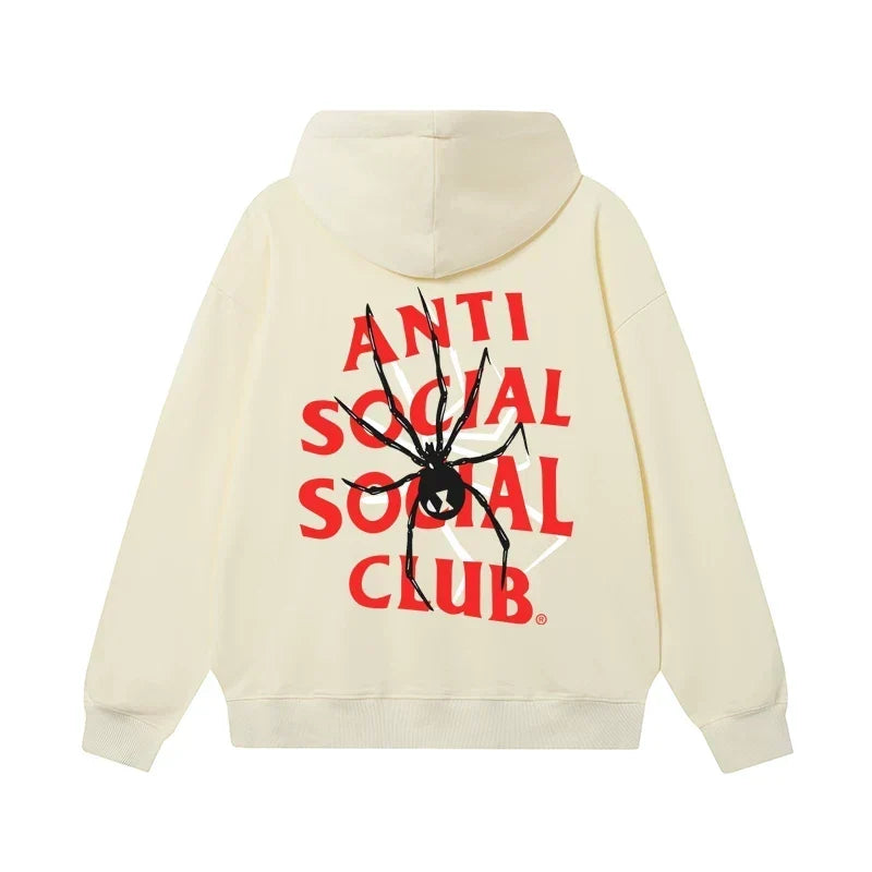 Anti Social Social Club Spider Red Logo Hoodie - Cream