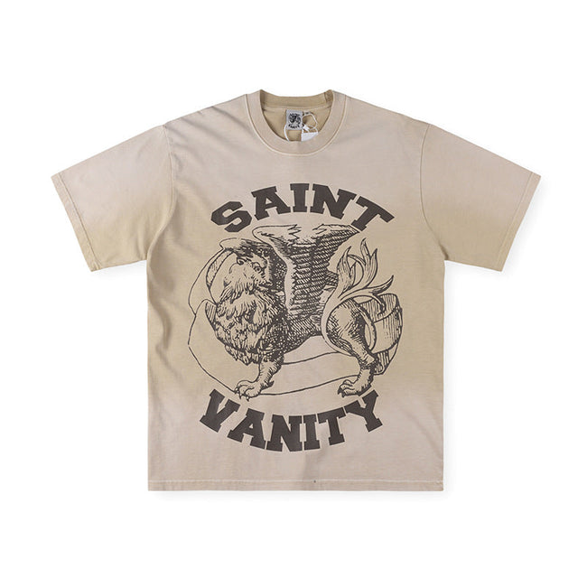 SAINT VANITY Winged Creature Graphic Short-Sleeve T-Shirt - Khaki / Vintage Wash Hover Image