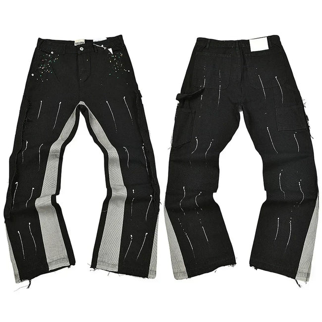 Gallery Dept. Contrast Side Panel & Spray Stripe Utility Cargo Pants Hover Image