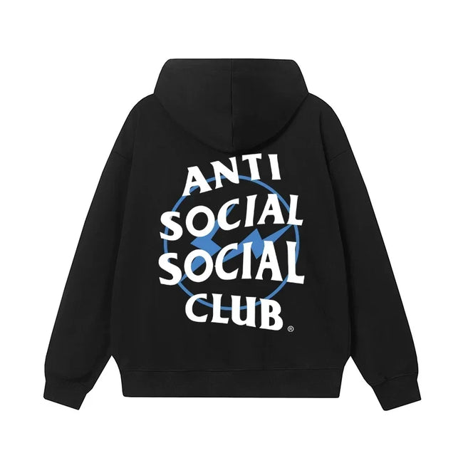Anti Social Social Club Blue Circle Logo Hoodie - Black/White Hover Image