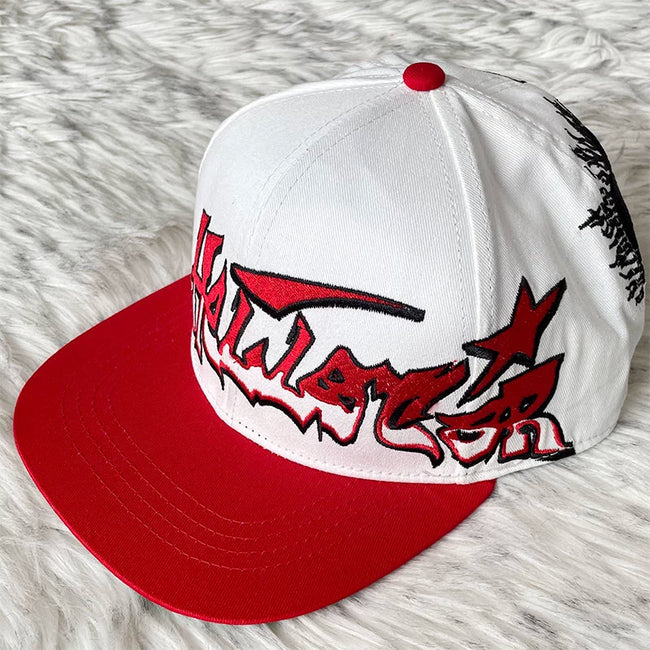 Hellstar White Red Graphic Flat Brim Cap Hover Image