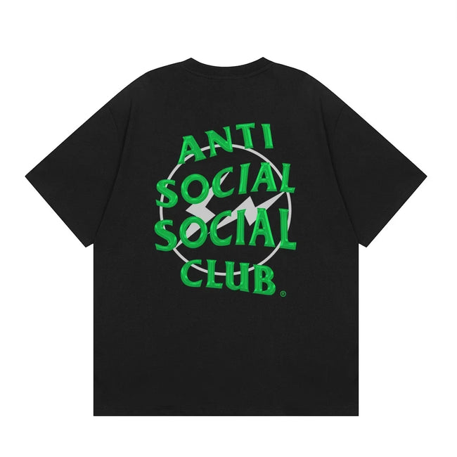 Anti Social Social Club Green Lightning Circle Logo T-Shirt - Black Hover Image