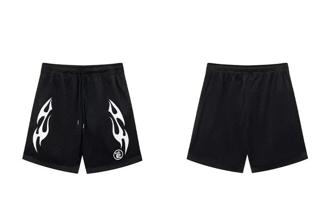 Hellstar Black Flame Print Shorts Hover Image