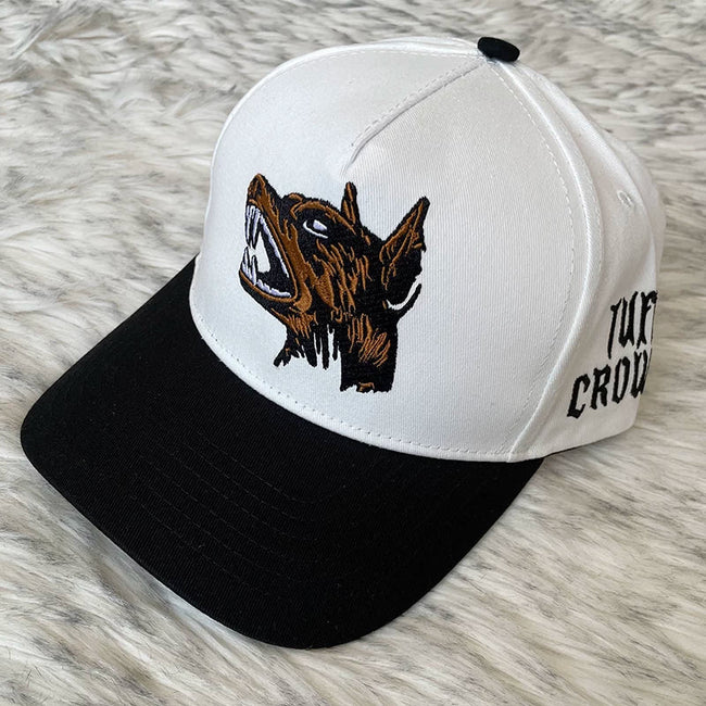 Hellstar White Black Wolf Head Flat Brim Cap Hover Image