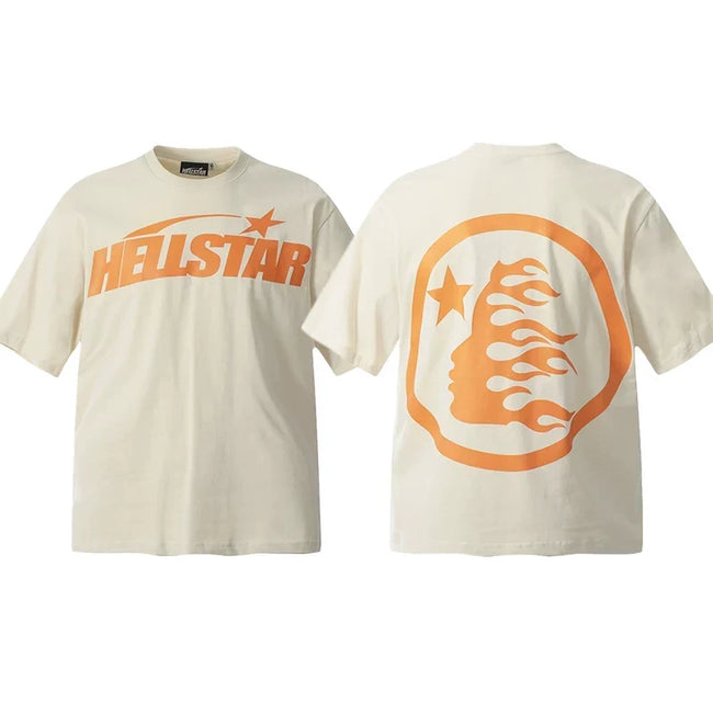 Hellstar Cream Orange Logo Portrait Tee Hover Image