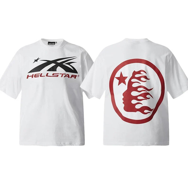 Hellstar White Red Portrait Flame Graphic Tee Hover Image