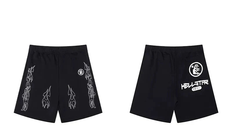 Hellstar Black White Side Print Shorts