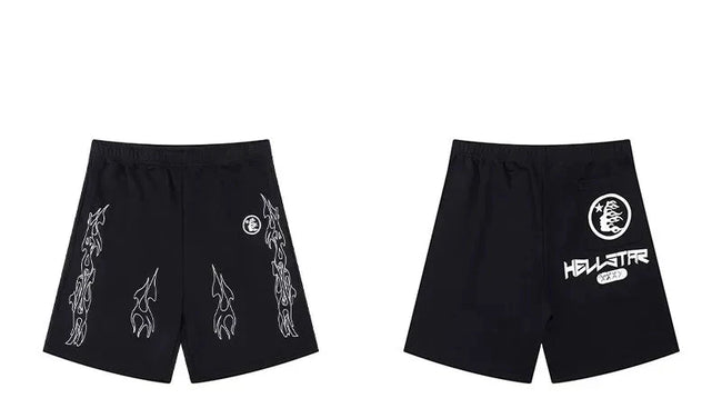 Hellstar Black White Side Print Shorts Hover Image