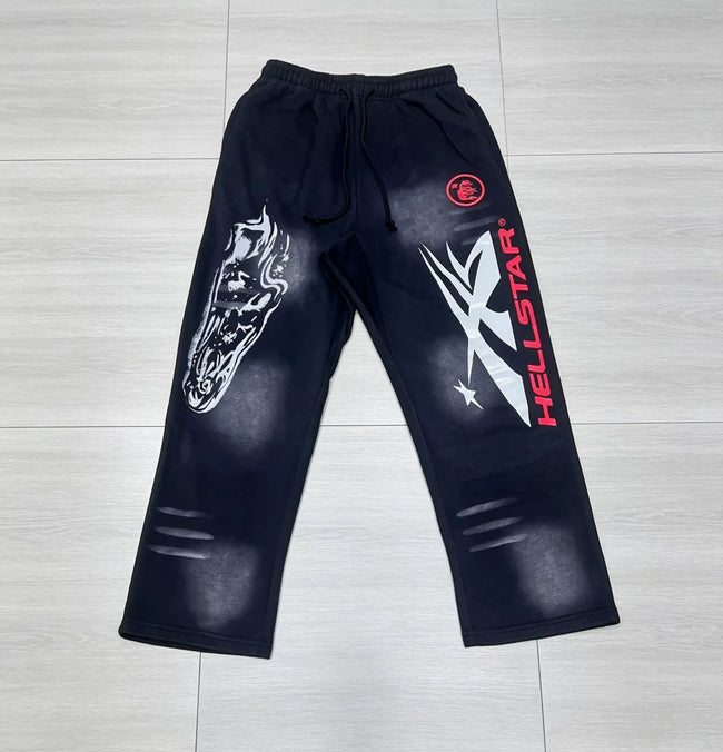 HELLSTAR Black Skull Print HELLSTAR Sweatpants Hover Image