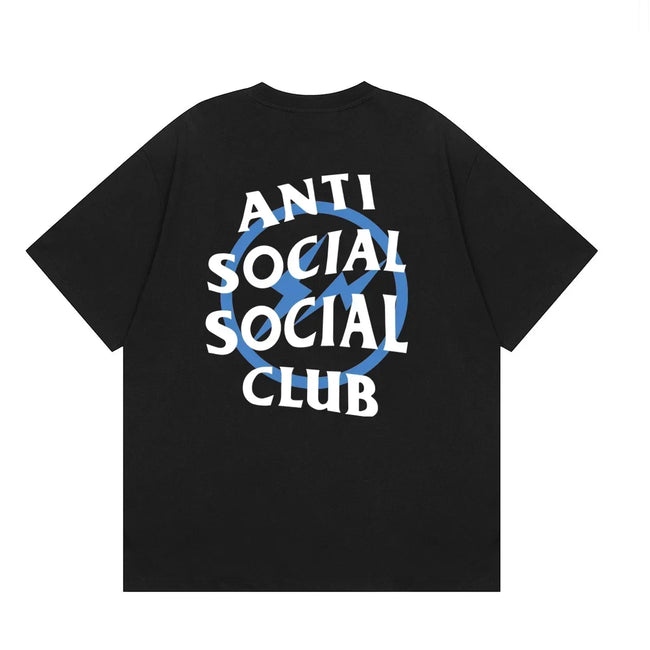 Anti Social Social Club Blue Circle Logo T-Shirt - Black/White Hover Image