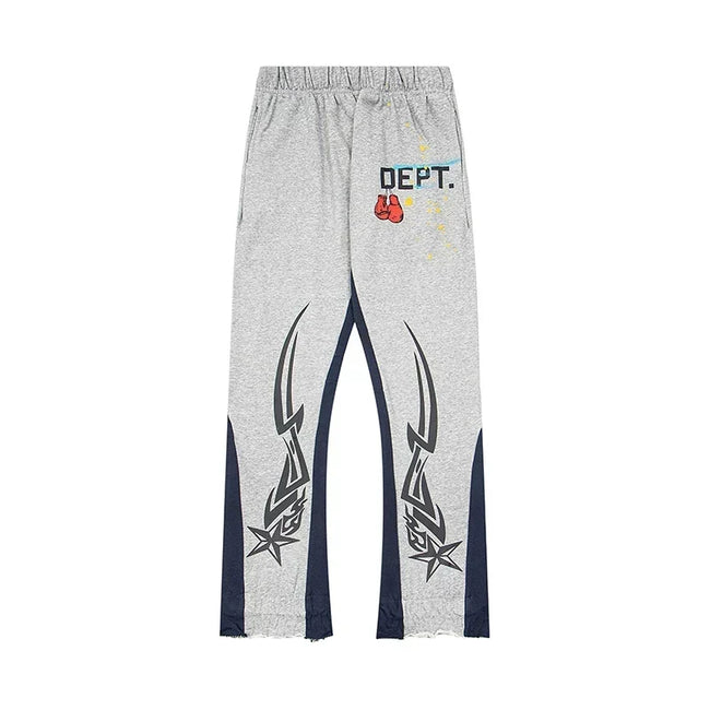 Gallery Dept. "DEPT." Tribal Star Graphic Contrast Panel Sweatpants - Heather Grey Hover Image
