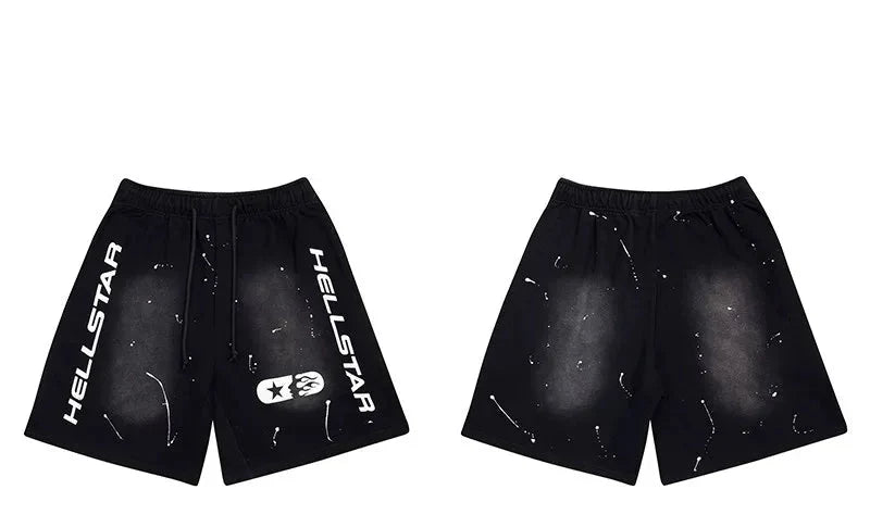 Hellstar Black Flame Graphic Shorts