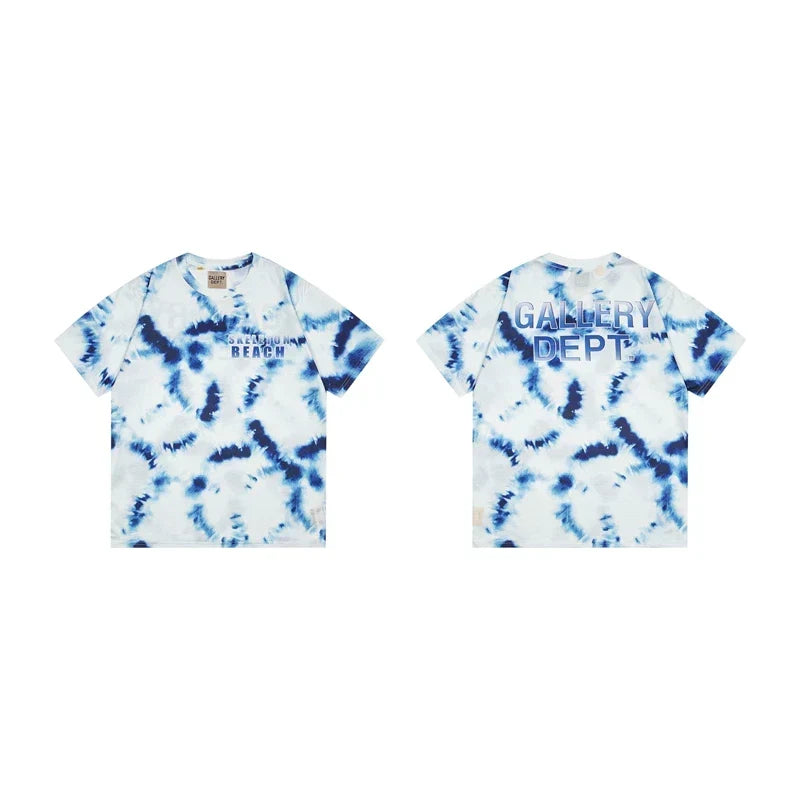 Gallery Dept. Splatter Tie-Dye Short Sleeve T-Shirt - Blue/White