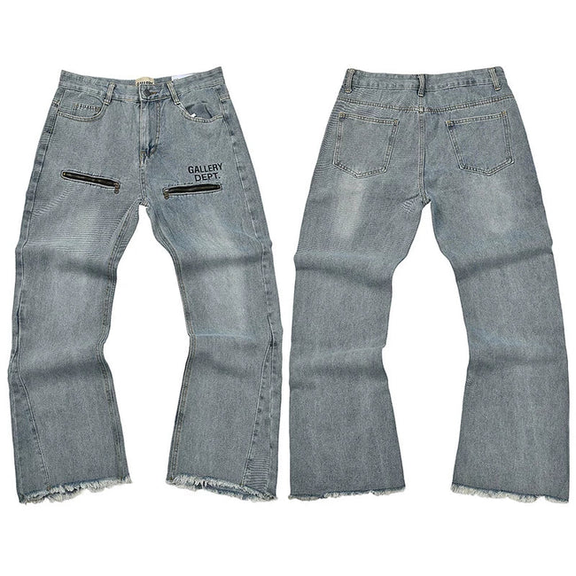 Gallery Dept. Zipper Pocket Accent Light Wash Denim Jeans Hover Image