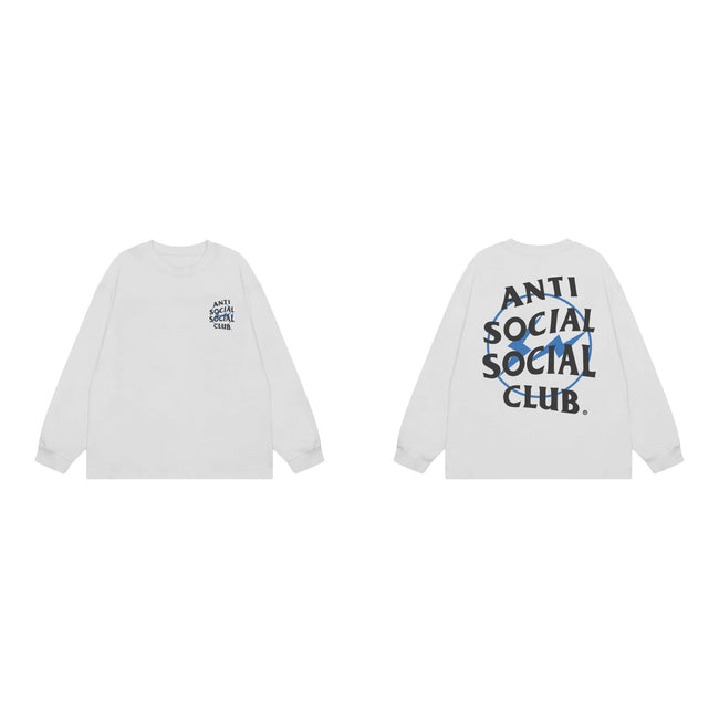 Anti Social Social Club Blue Circle Logo Long Sleeve T-Shirt - White Hover Image