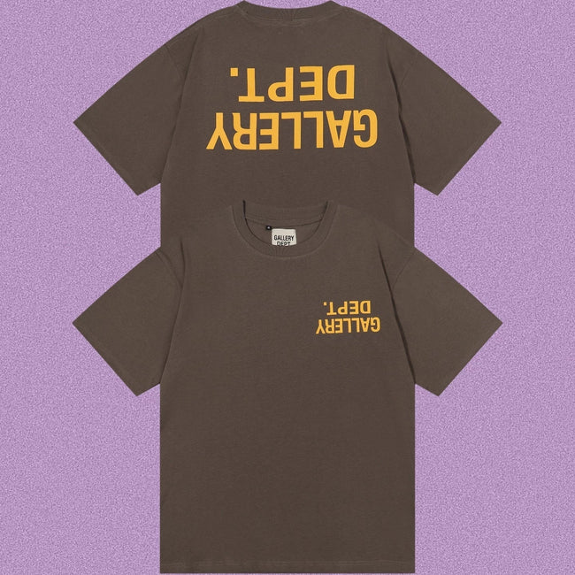 Gallery Dept. Inverted Logo Short Sleeve T-Shirt - Dark Brown/Yellow Hover Image