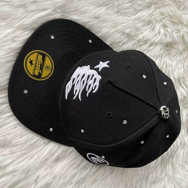 Hellstar Black White Flame Star Flat Brim Cap Hover Image