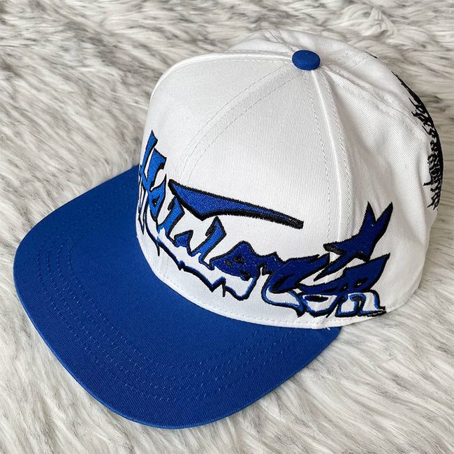 Hellstar White Blue Graphic Flat Brim Cap Hover Image