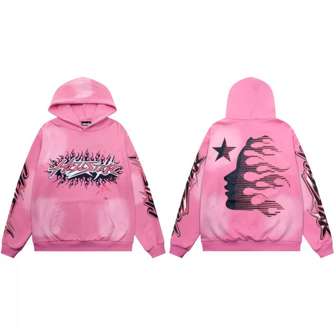 Hellstar Pink Star Flame Hoodie Hover Image