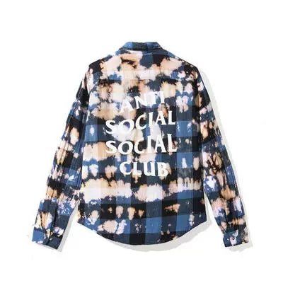Anti Social Social Club Bleached Plaid Flannel Shirt - Blue/Black Hover Image