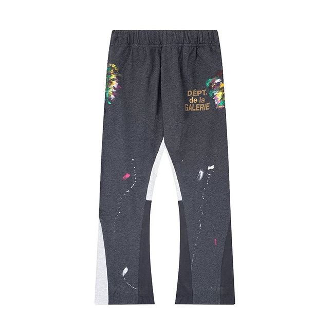 Gallery Dept. "DEPT. de la GALERIE" Paint Splatter Contrast Panel Sweatpants - Charcoal Grey Hover Image