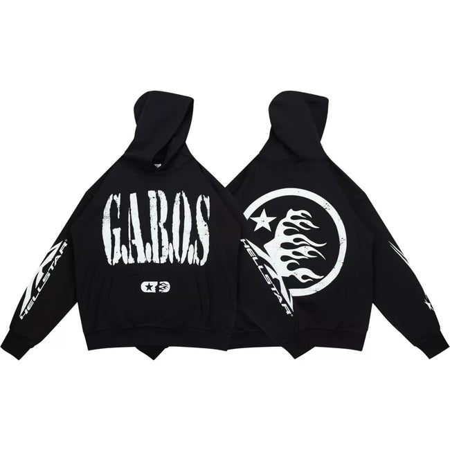 HELLSTAR Black GAROS Letter Graphic Hoodie Hover Image