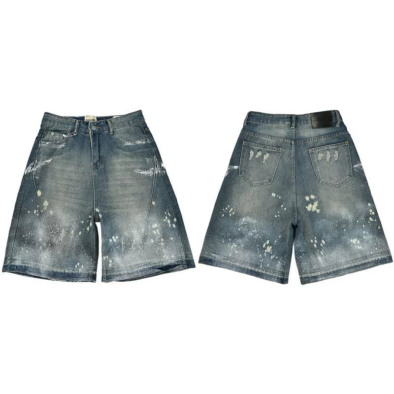 Gallery Dept. Spray Stripe & Paint Splatter Denim Shorts