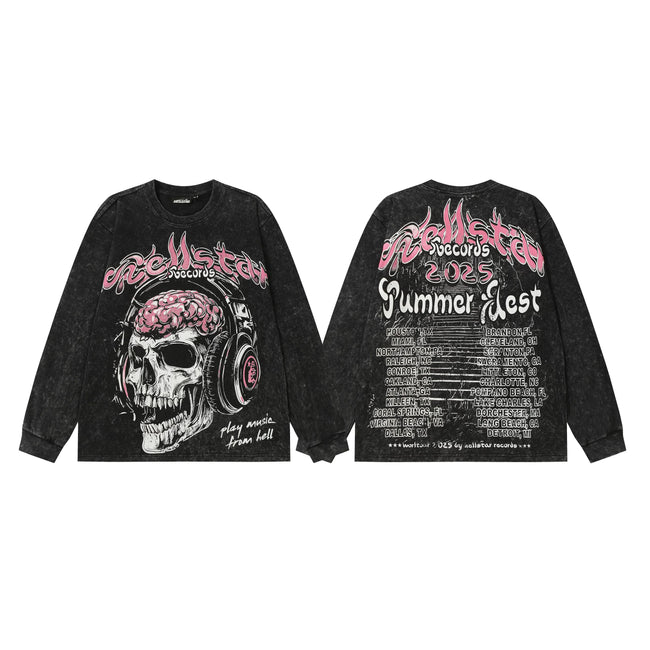 Hellstar Black Pink Skull Long Sleeve Top Hover Image