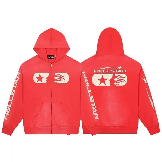 Hellstar Red Graphic Zip Hoodie Hover Image